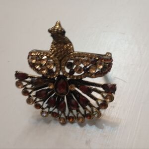 Vintage Rhinestone Bangle Cuff Peacock Bracelet